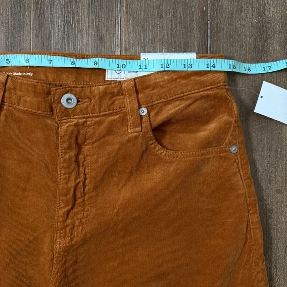AG Adriano Saige Wide Leg Crop High Rise Corduroy Pant Gold Orange Apricot
